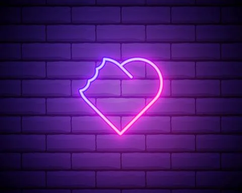 Heart with bite neon icon. Elements of Heartbeat set. Simple icon for website Stock Illustration