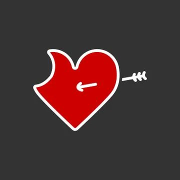 Heart Bitten vector icon. Flat love illustration. Solid linear icon of heart. Stock Illustration