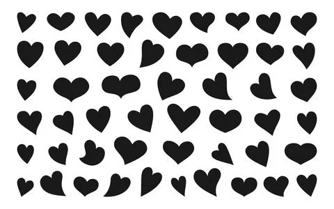 Heart black different shape set Love sign vector Stock Illustration