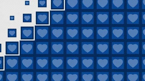 Heart Block tile wave Transitions. 1080p - 30 fps - Alpha Channel (1) Stock Footage 256087648