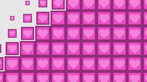 Heart Block tile wave Transitions. 1080p - 30 fps - Alpha Channel (3) Stock Footage 256087719
