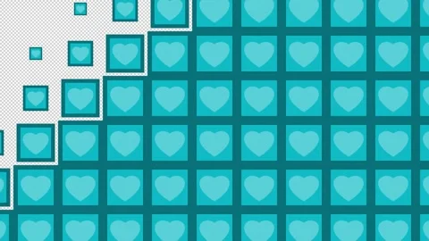 Heart Block tile wave Transitions. 1080p - 30 fps - Alpha Channel (5) Stock Footage 256087758