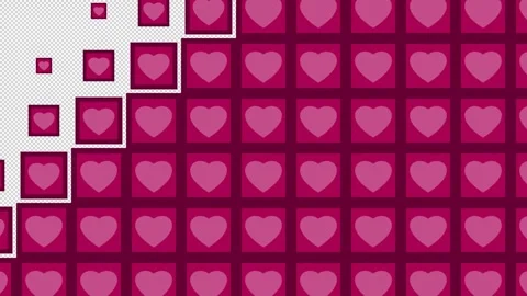 Heart Block tile wave Transitions. 1080p - 30 fps - Alpha Channel (10) Stock Footage 256087816