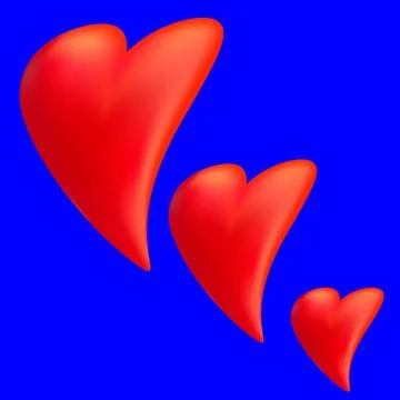 Heart on a blue background Three different sized hearts isolated on blue b... Foto stock