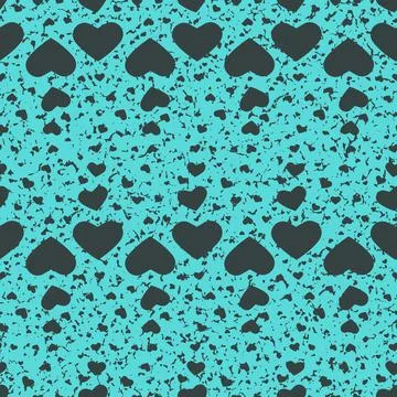 Heart blue seamless pattern for package and holiday design, grunge texture Illustrazione stock