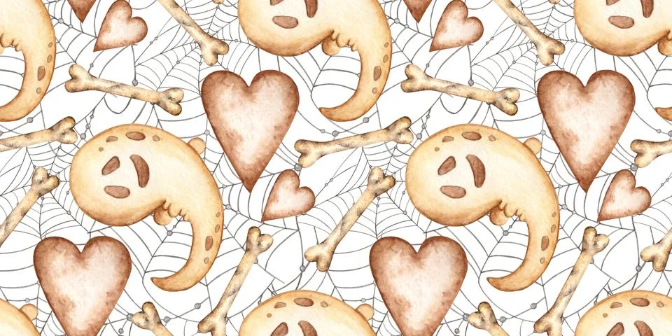 Heart bone adduction and web pattern watercolor Stock Illustration