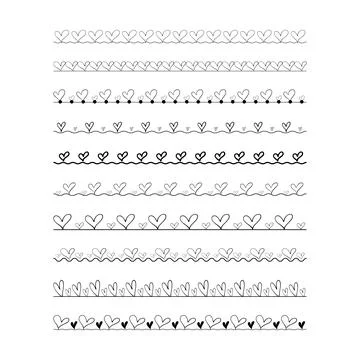 Heart border frame divider in horizontal line design vector illustration gr.. Stock Illustration