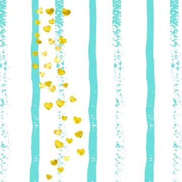 Heart Border. Mint Scatter Concept. Stripe Stock Illustration