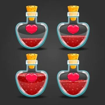 Heart bottles with different liquid level Stock Illustration