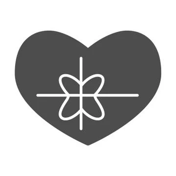 Heart with bow solid icon. Greeting card in love shape with ribbon symbol, glyph イラスト素材