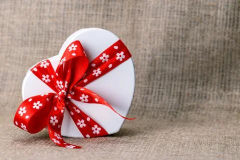 Heart box burlap Stock Photos