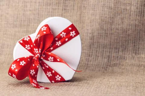 Heart box burlap Stock Photos