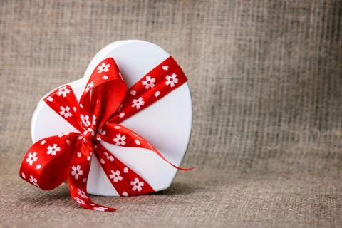 Heart box burlap Stock Photos