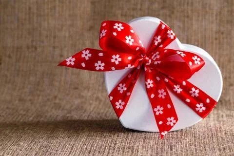 Heart box burlap Stock Photos