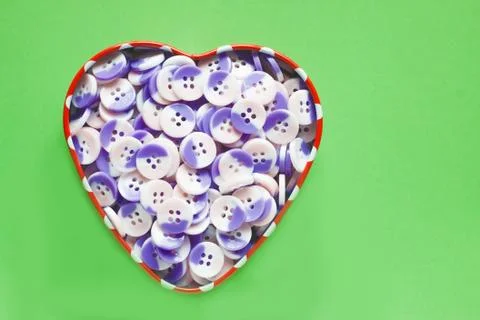 Heart box of buttons Foto stock