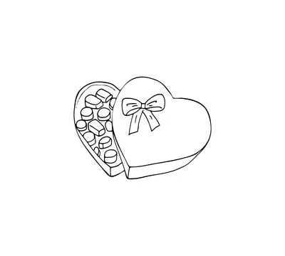Heart box of chocolates Stock Illustration