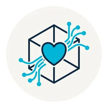 Heart Box Electronic Line 4TH Dimension Cube Illustrazione stock