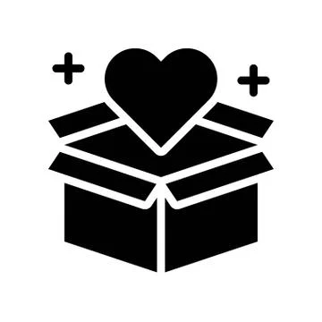 Heart with box vector, Black friday related solid icon Illustrazione stock