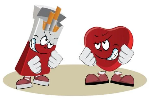 Heart boxing with pack of cigarettes Stock Illustration