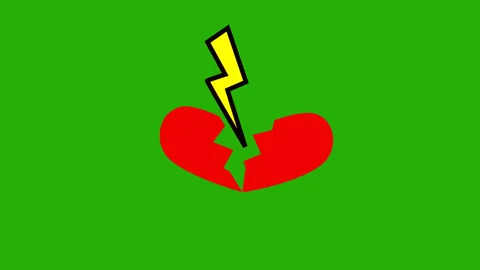 Heart break animation with light and swords effect isolated green Stock Footage 311352280