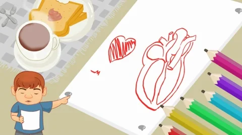 Heart  - Breakfast Background - boy Stock Footage 60043496