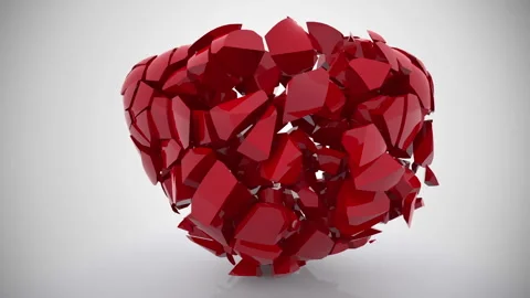Heart breaks in a 3D animation Stock Footage 252001215