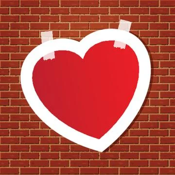 Heart on the brick wall Stock Illustration