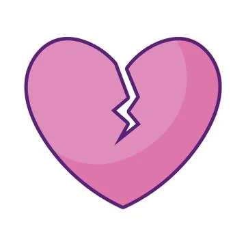 Heart broken icon, flat style Illustrazione stock
