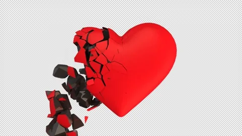 Heart broken into pieces. Alpha channel Stock Footage 263870702
