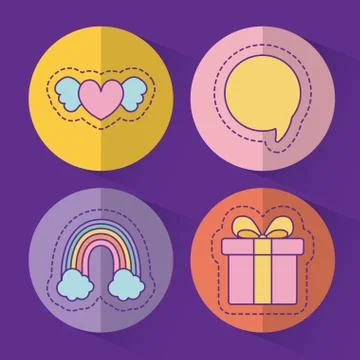 Heart bubble rainbow and gift vector design Stock Illustration