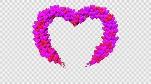 The heart is built from small hearts. Alpha channel Stock Footage 229998398