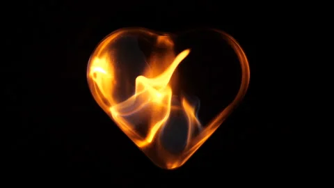 Heart burning in flame on black background slow motion. Fire heart concept Video stock 144697154