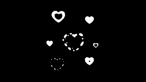 Heart burst cluster, hand drawn doodle animation on a black background Stock Footage 277462936