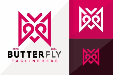 Heart Butterfly Logo Icon Vector Design. Creative simple logos designs illu.. Stock Illustration