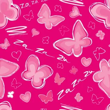 Heart, butterfly seamless pattern Valentine day holiday tile ornament Stock Illustration