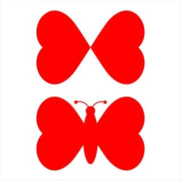 Heart butterfly. Vector logo and icon. Illustration on white empty background.  Stock Illustration