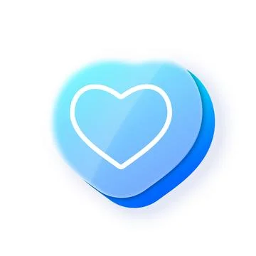 Heart button glassmorphism effect vector icon, love symbol transparent blur Illustrazione stock