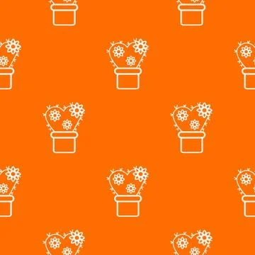 Heart cactus pattern vector orange Illustrazione stock