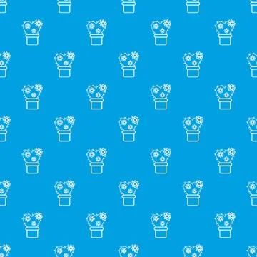 Heart cactus pattern vector seamless blue Stock Illustration