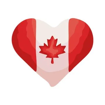Heart with canada flag flat style icon Stock Illustration