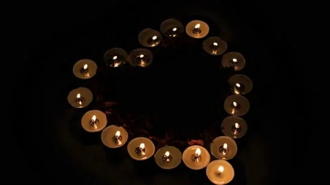 Heart from candles Stock Footage 169888972