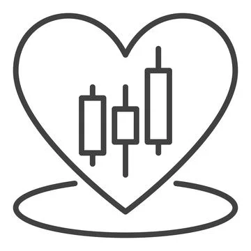 Heart with Candlestick Pattern inside vector I Love Trading icon or sign in.. Stock Illustration