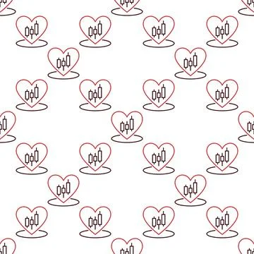 Heart with Candlestick Pattern inside vector I Love Trading seamless patter.. Illustrazione stock
