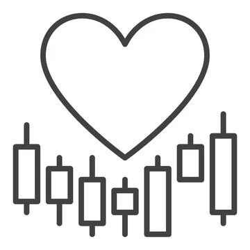 Heart with Candlestick Pattern vector I Love Trading icon or sign in thin l.. Illustrazione stock