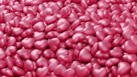Heart candy wave 3D rendering pink color, Love valentine's Day concept design Stock Footage 148256301
