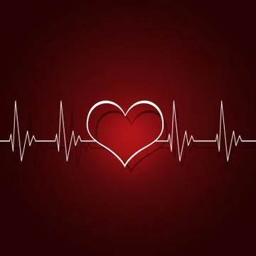 Heart cardiogram red background Stock Illustration
