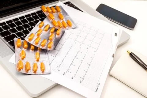 Heart care doing regular cardiogram check ups Stock Photos