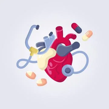 Heart care vector illustration flat icon graphic design Stock Illustration