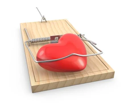 Heart caught in a mouse trap Stock Illustration