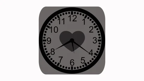 Heart-Centered Clock Animation on White Background Видео 309885013